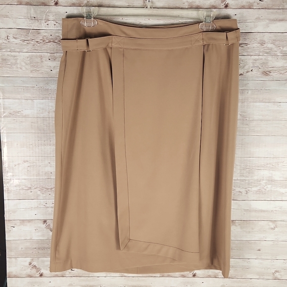 Worthington Dresses & Skirts - Worthington, Women's Carmel color faux wrap skirt, w/hardware at waist, Size 18